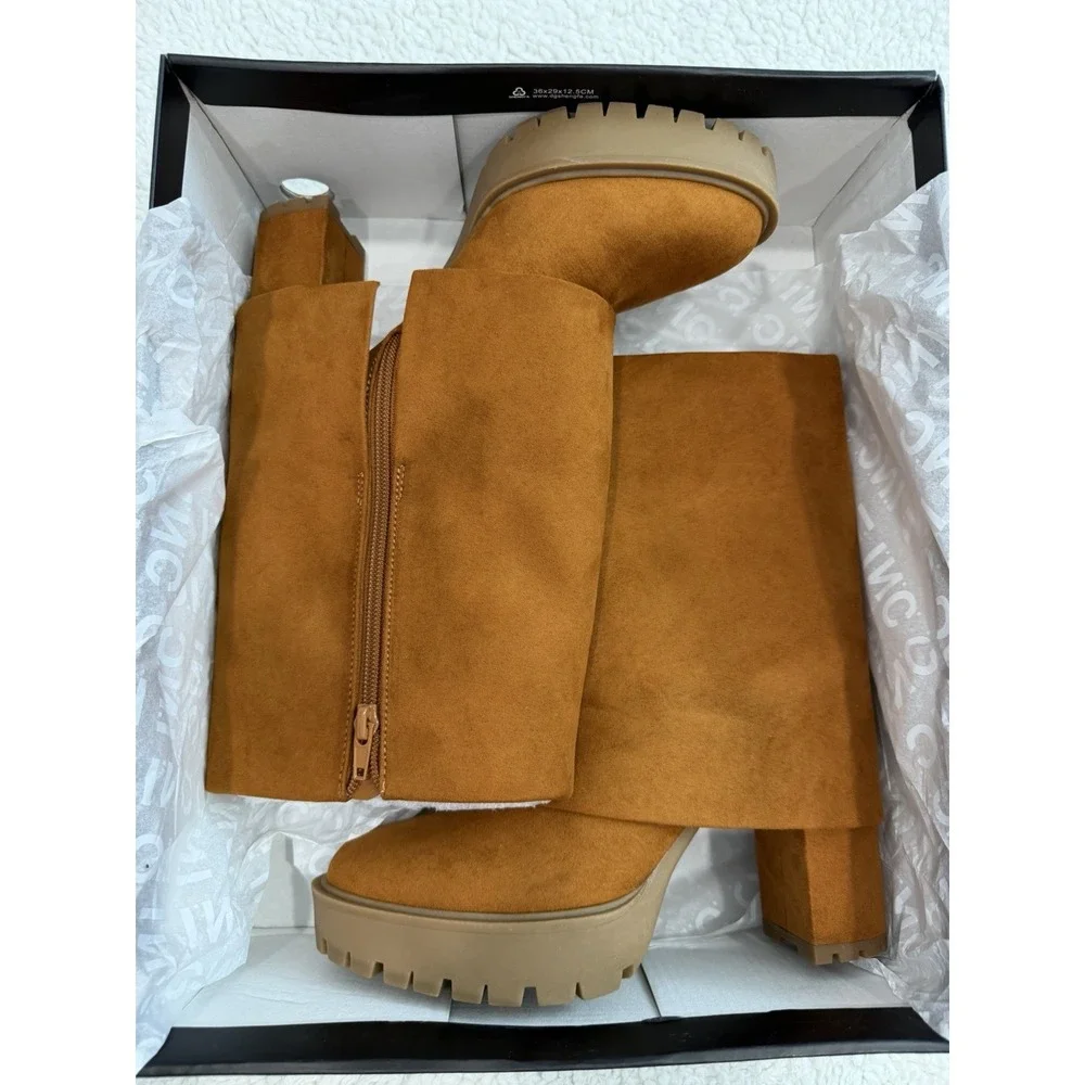 I.N.C. International Concepts Acelina Fold-Over Cuffed Booties 8 Y2K 70s
